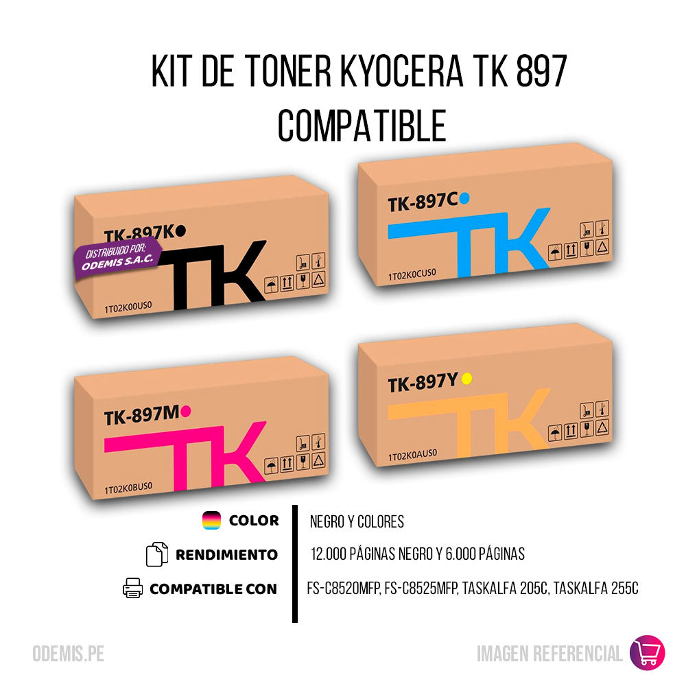 Kit de Toner Kyocera TK 897 Negro y Colores TA-205c Compatible