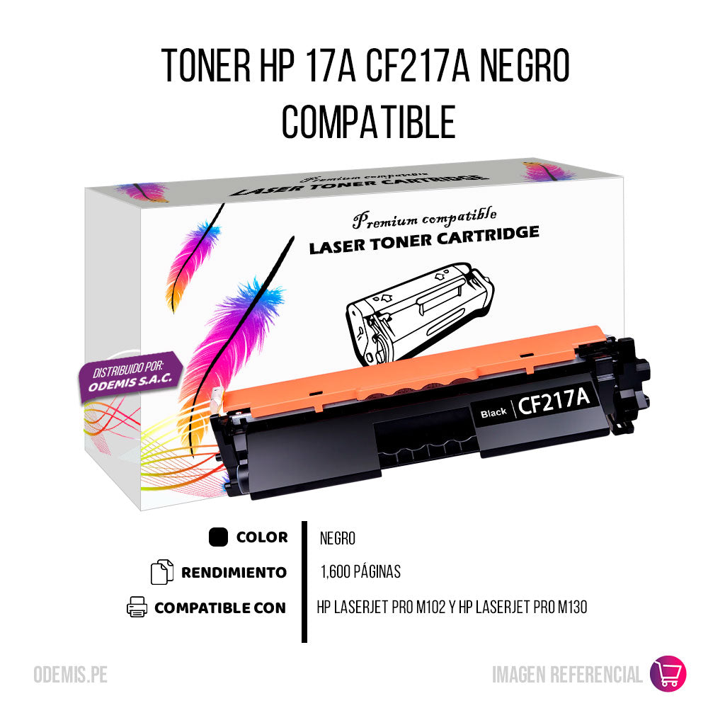 Toner HP 17A CF217A Negro 1.600 Pag M102, M130 Compatible