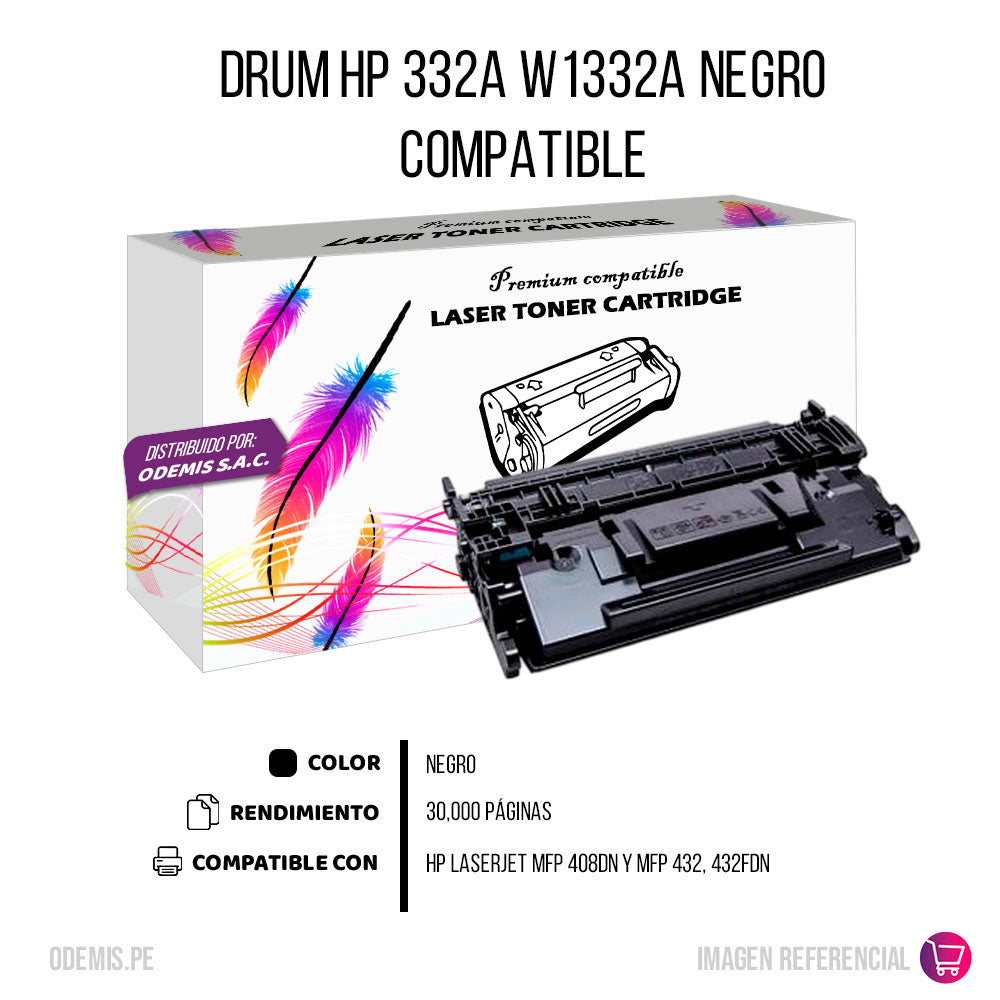 Drum HP 332A W1332A Negro 30K Pag Para Mfp432 Compatible