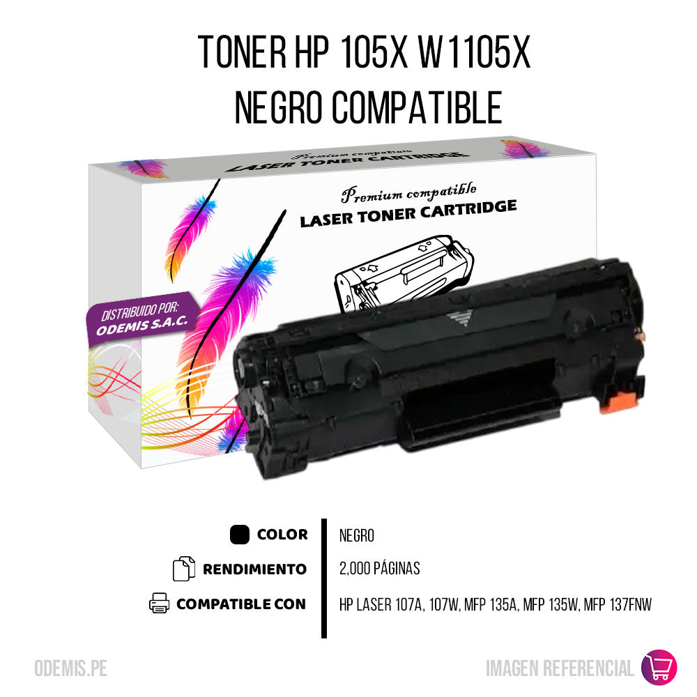 Toner HP 105X W1105X Negro 2.000 Pag MFP 137fnw Compatible