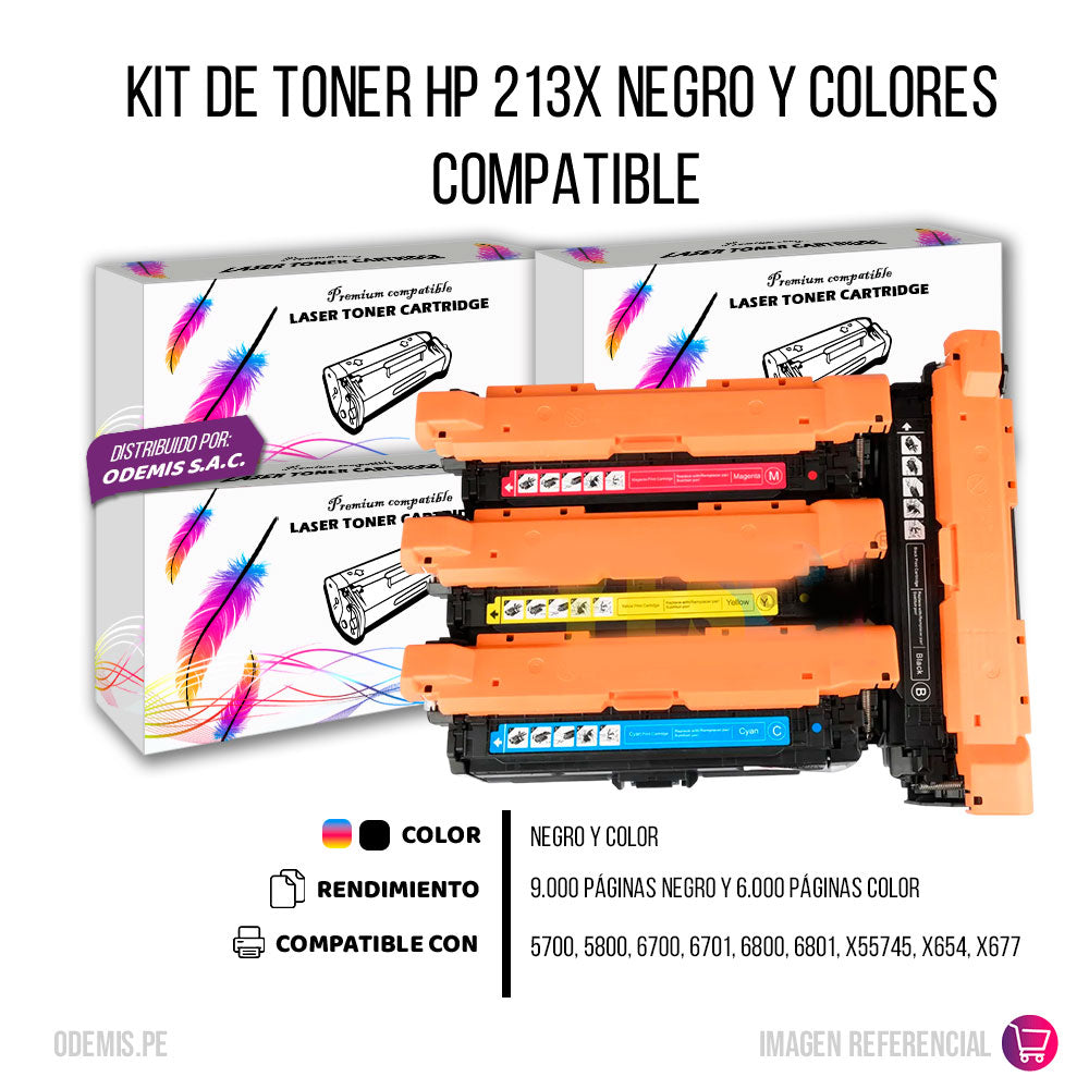 Kit de Toner HP 213X negro y Colores 6700 Compatible con CHIP