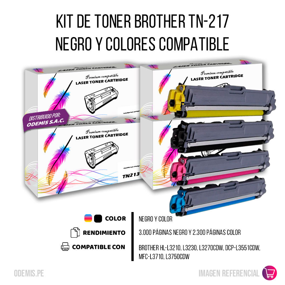 Kit de toner Brother TN-217 CYMK L3230, L3551CDW Compatible