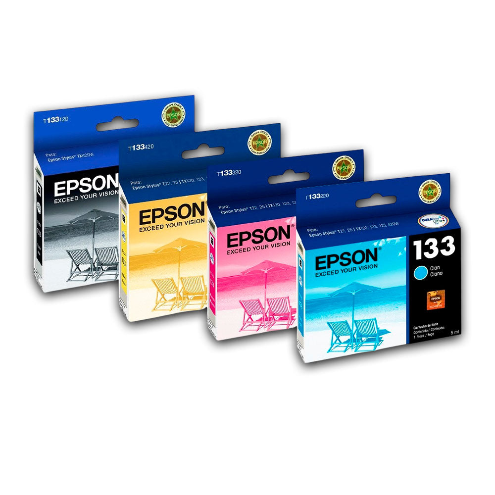 Kit de Tinta Epson 133 Negro y Tricolor 5ml para TX 135 Original