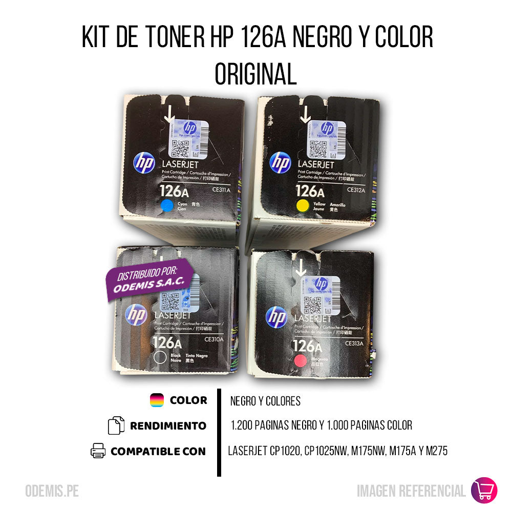 Kit de toner HP 126A CYMK CP1020, CP1025nw, M175nw Original