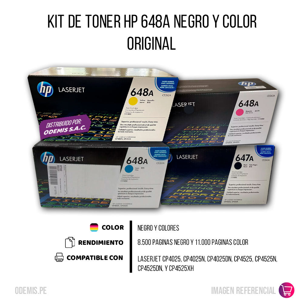 Kit de toner HP 648A CYMK CP4525dn, CP4025dn, CP4025 Original