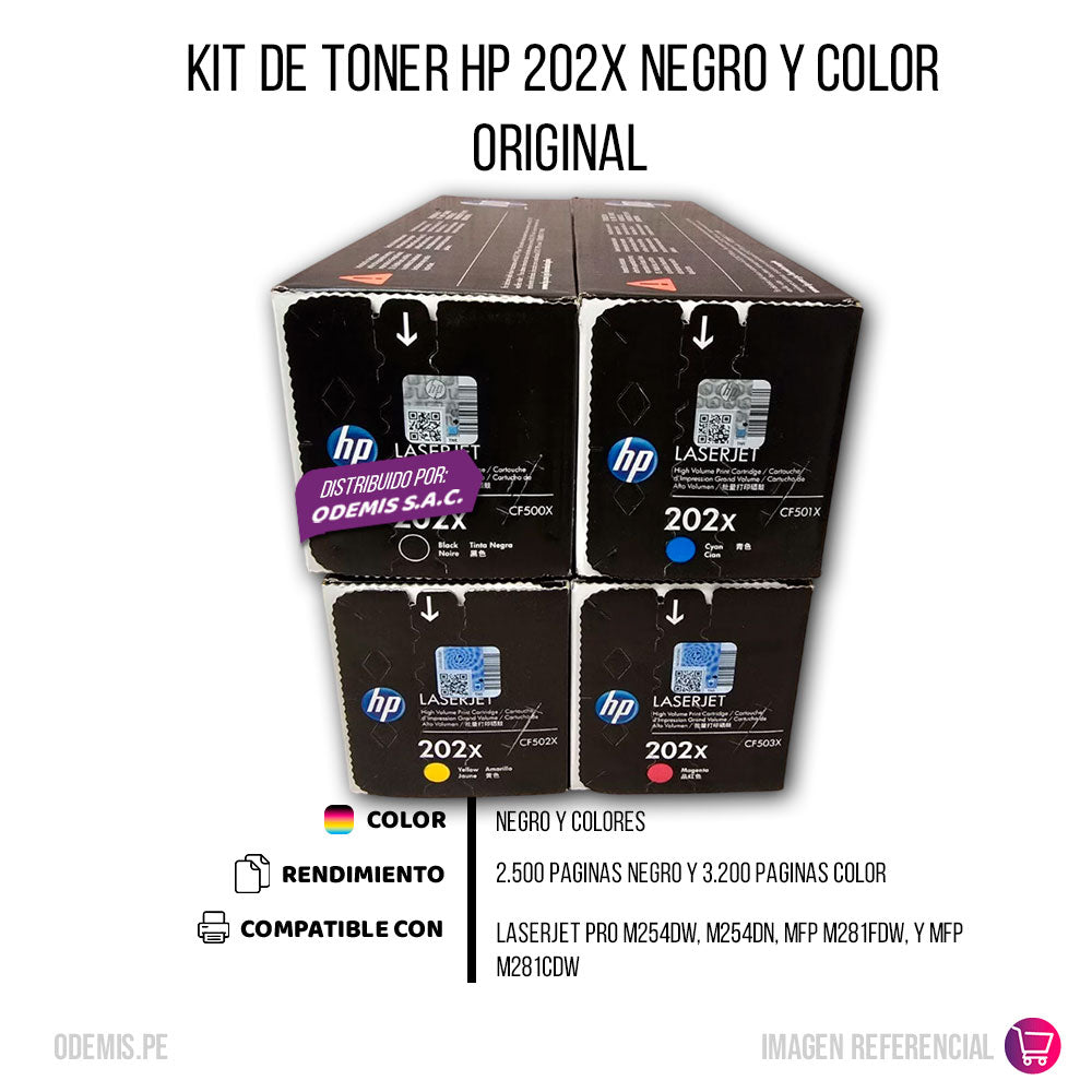 Kit de toner HP 202X CYMK M254dw, M281fdn, M280nw Original