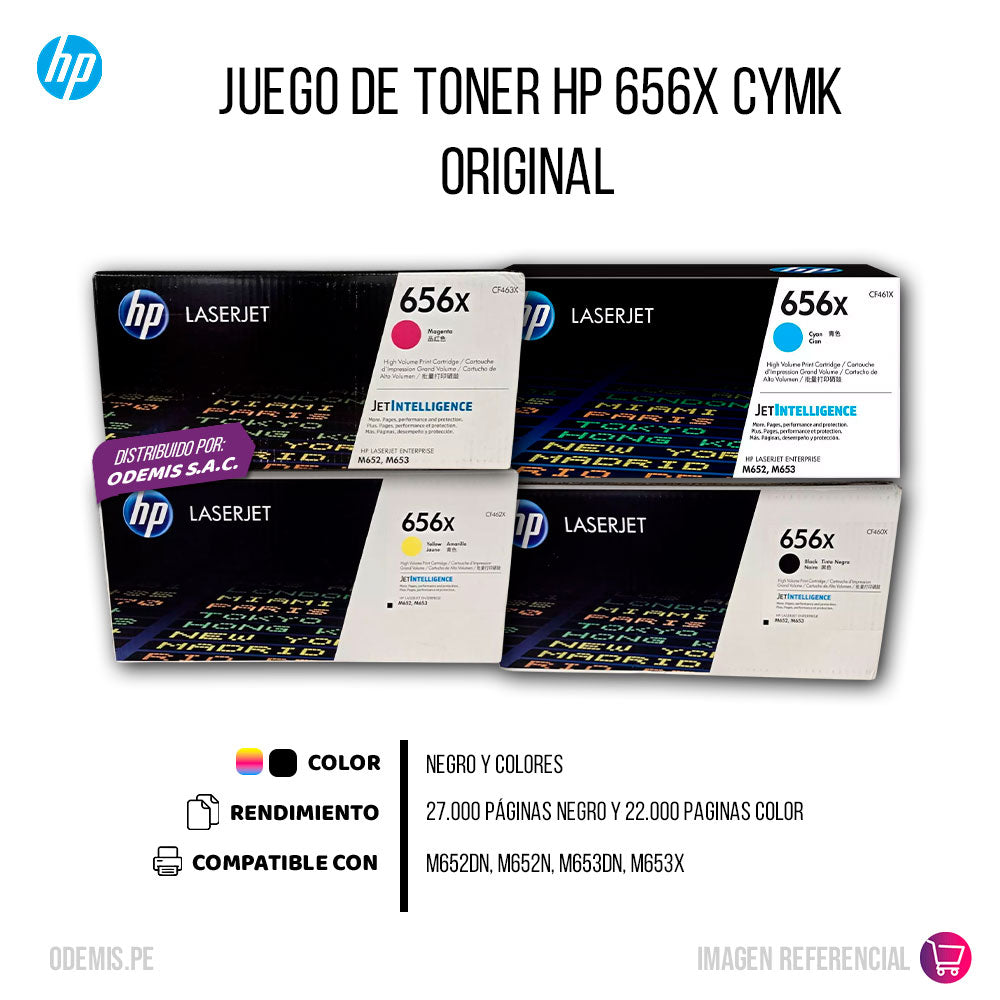 Kit de toner HP 656X CYMK M652dn, M653x, M653dn Original