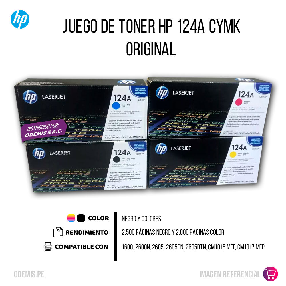 Kit de toner HP 124A CYMK 2605dn, CM1017, 1600 Original
