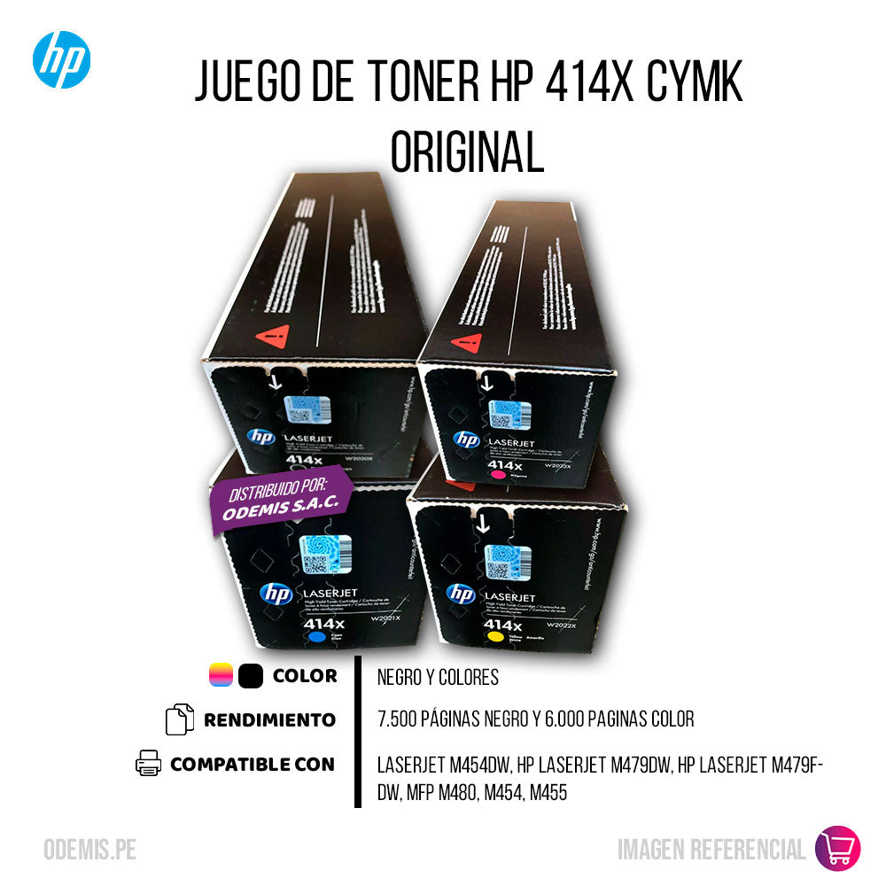 Kit de toner HP 414X CYMK M454dw, M479dw Original