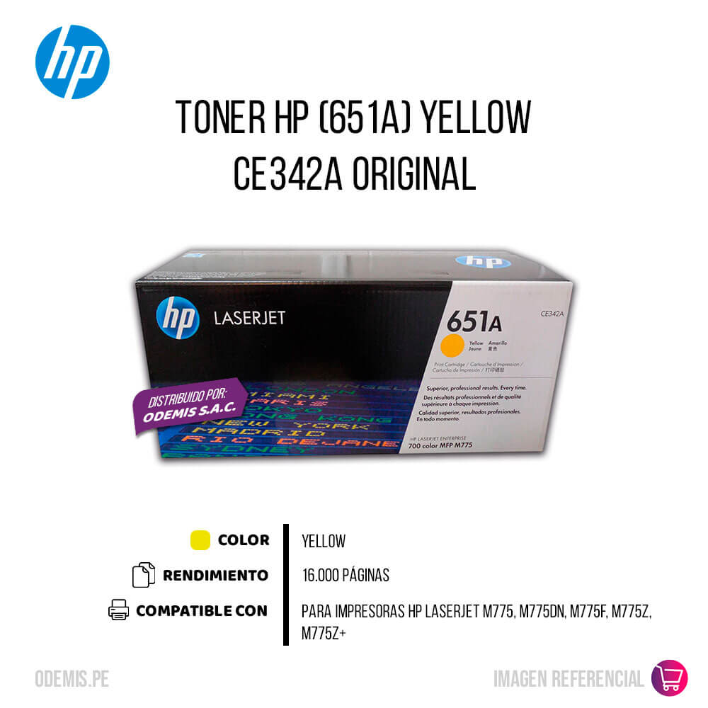 Toner HP 651A Yellow CE342A 16K Pág. LaserJet M775 Original