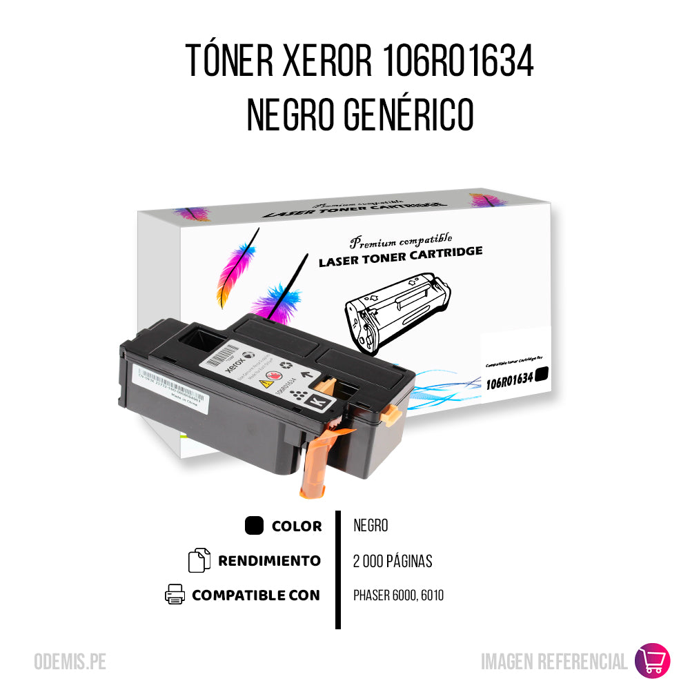 Toner Xerox 106R01634 Negro 2K Pág. 6000. 6010 Compatible