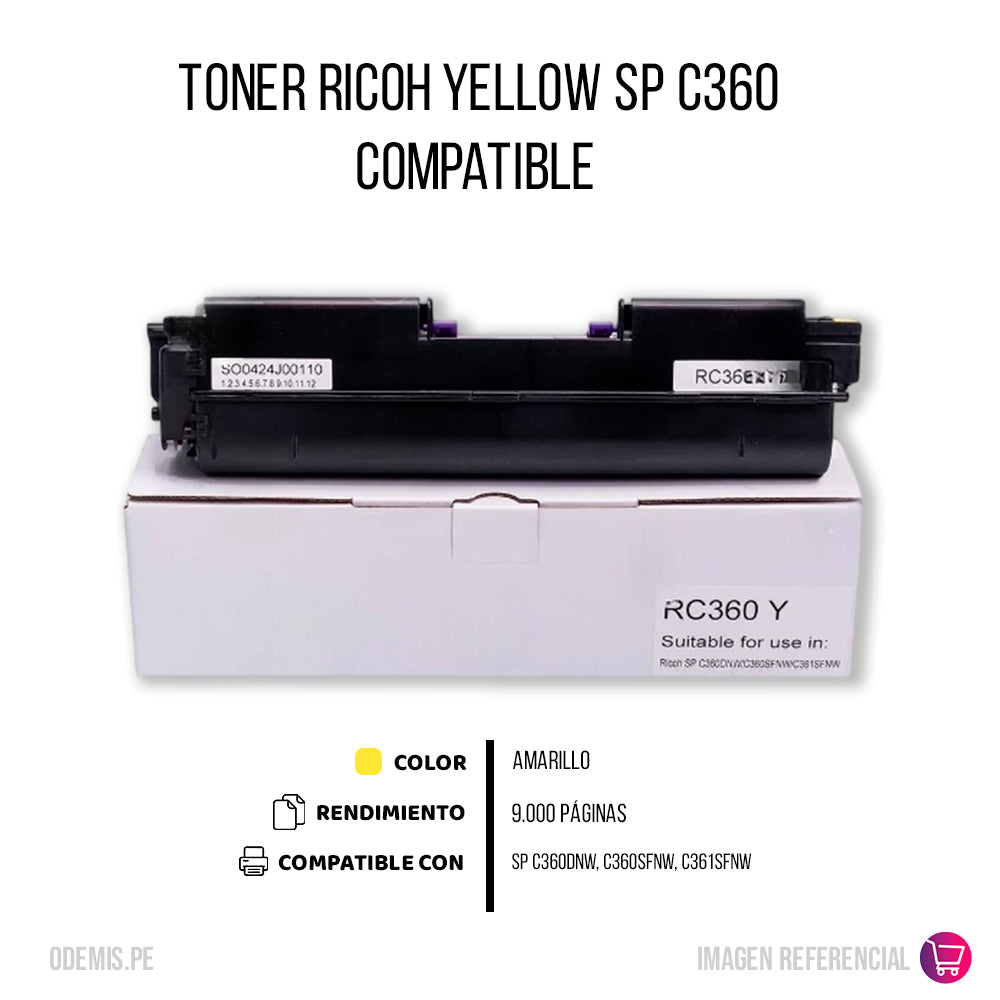 Toner Ricoh 408179 Yellow 5K Pág. C360. C361DNW Compatible