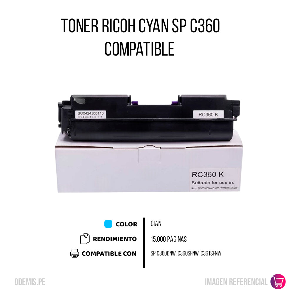 Toner Ricoh 408178 Magenta 6K Pág. SP-C360 Compatible