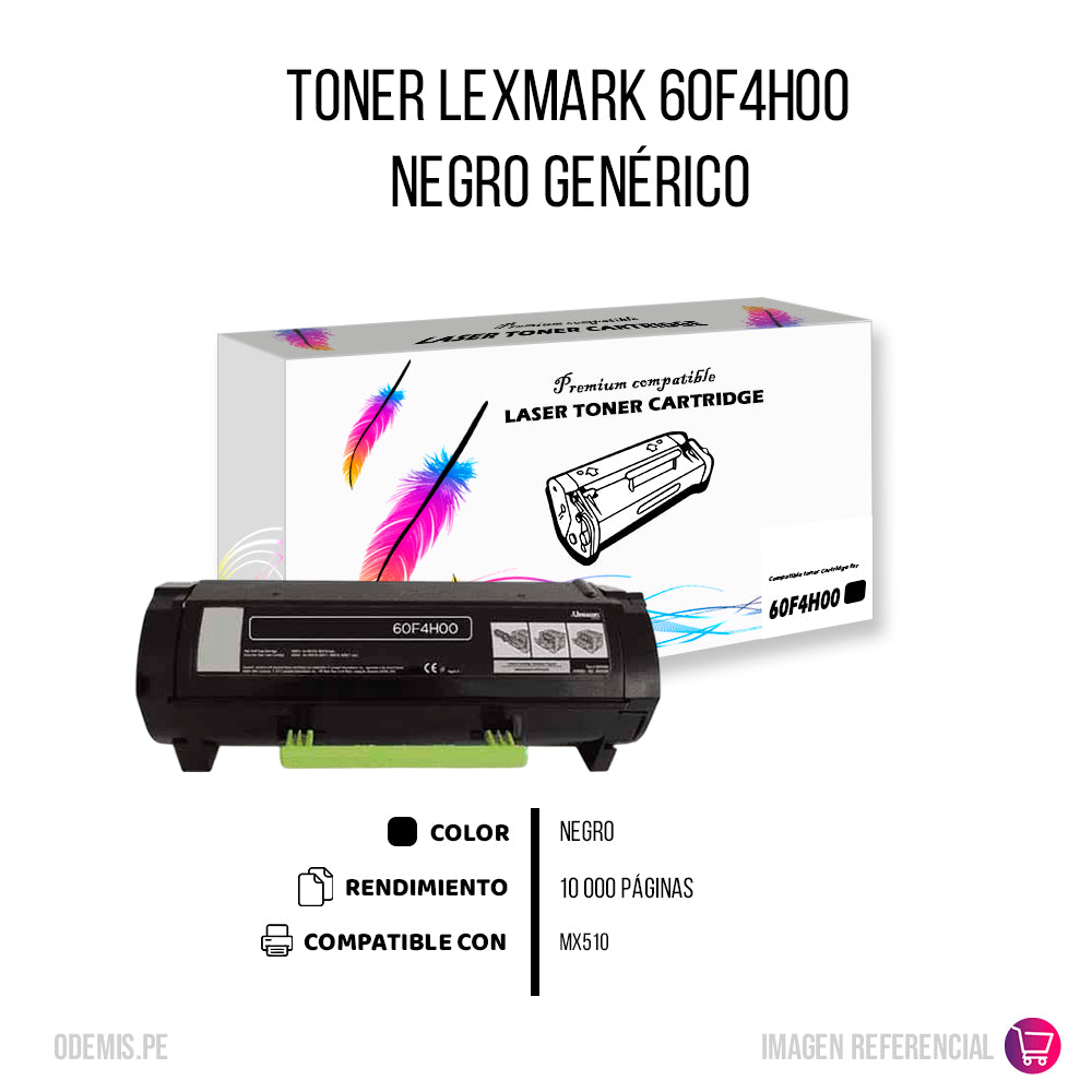 Toner Lexmark 60F4H00 Negro 10K Pág. MX510de Compatible
