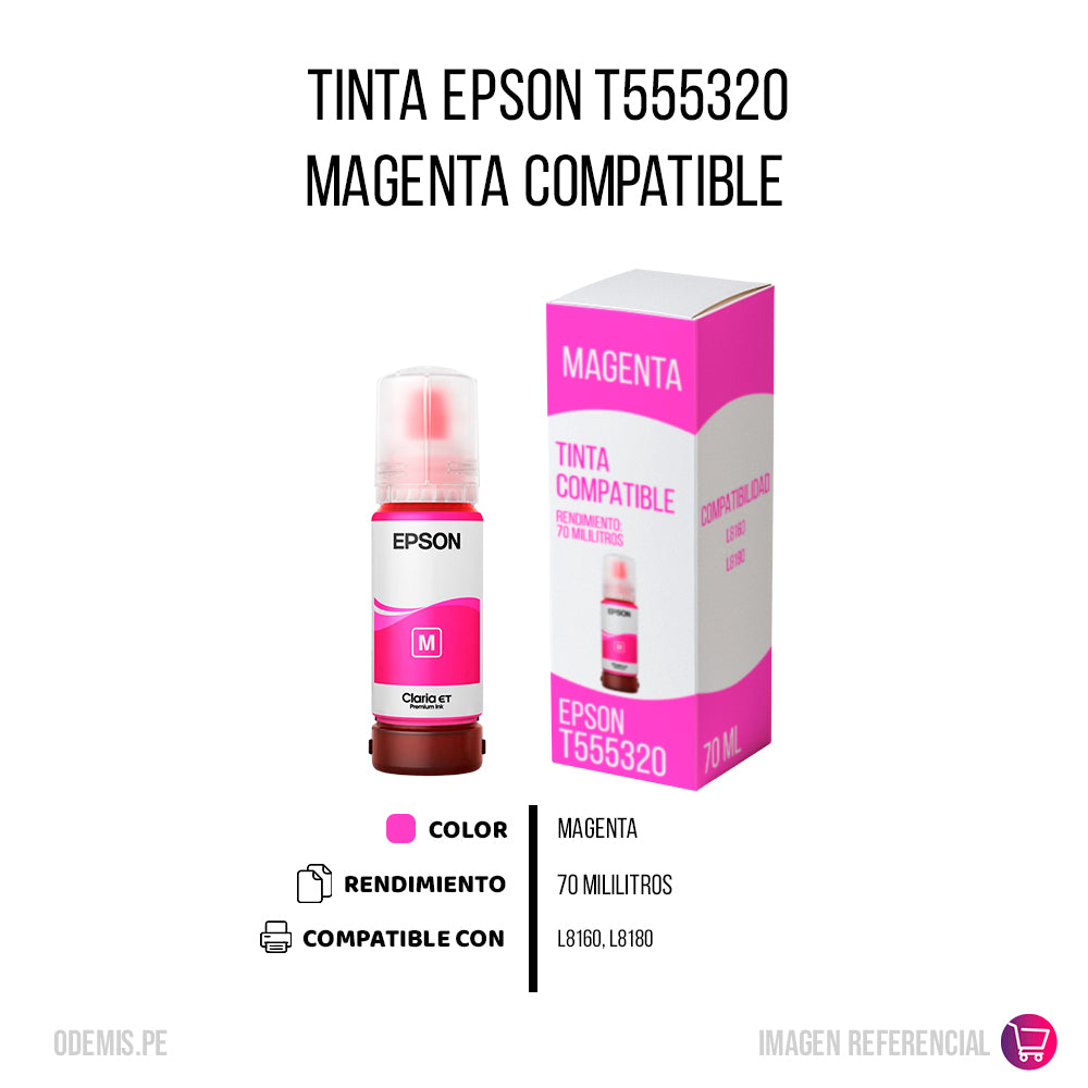 Tinta Epson T555320 Magenta 70ml L8160, L8180 Compatible