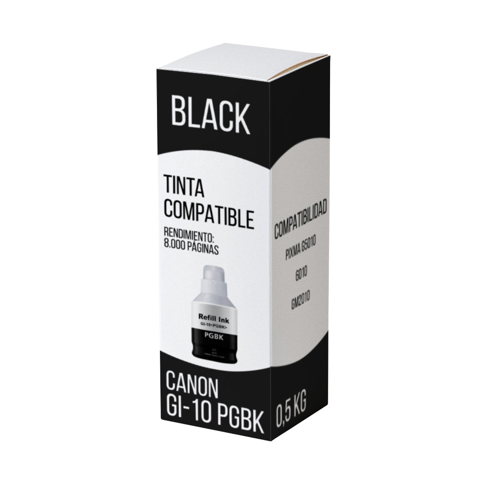 Tinta Canon GI-10 PGBK Negro 170ml G5010, 6010 Compatible