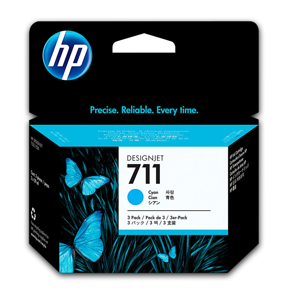 Pack de 3 Tintas HP 711 Cyan CZ134A 29ml T100, T130 Original
