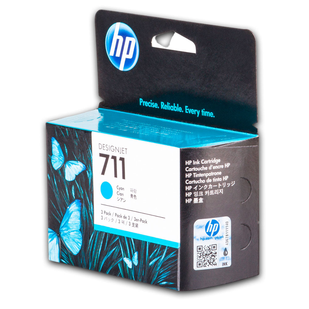 Pack de 3 Tintas HP 711 Cyan CZ134A 29ml T100, T130 Original