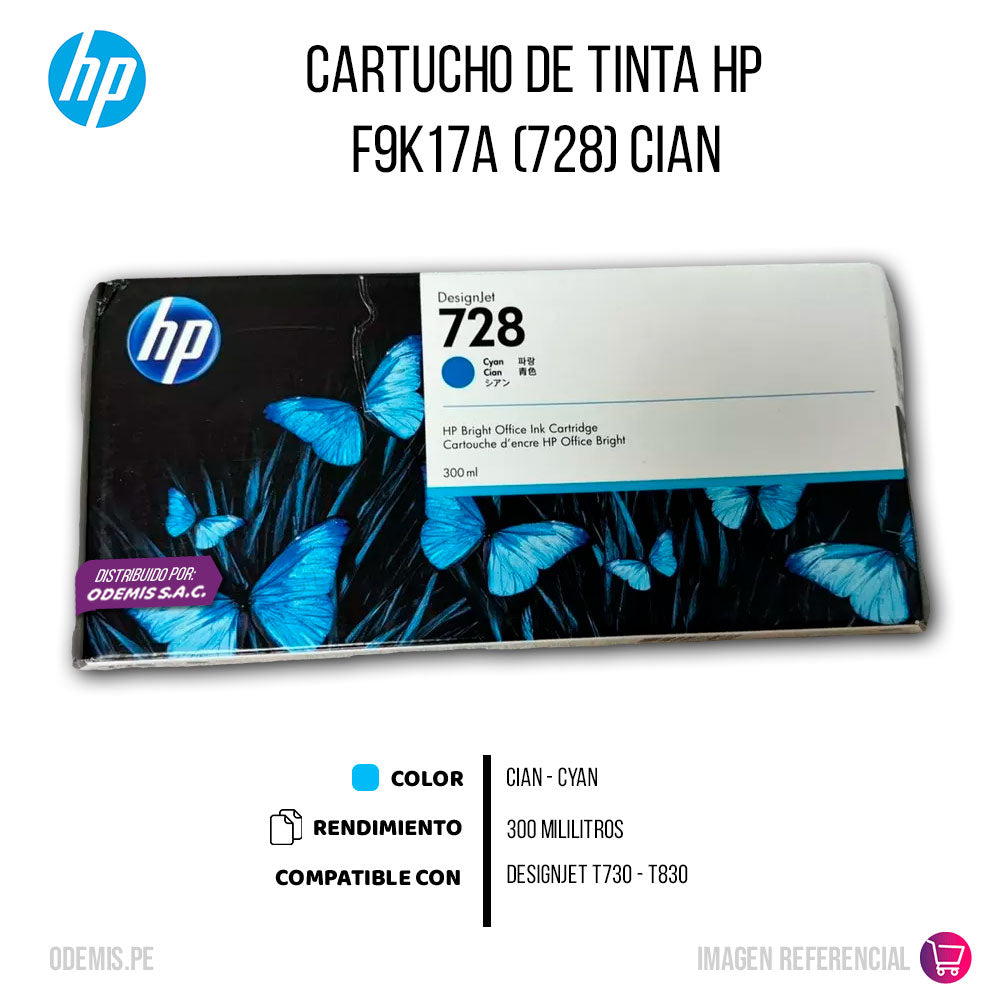 Tinta HP 728A Cyan F9K17A 300ml T730, T830 Original