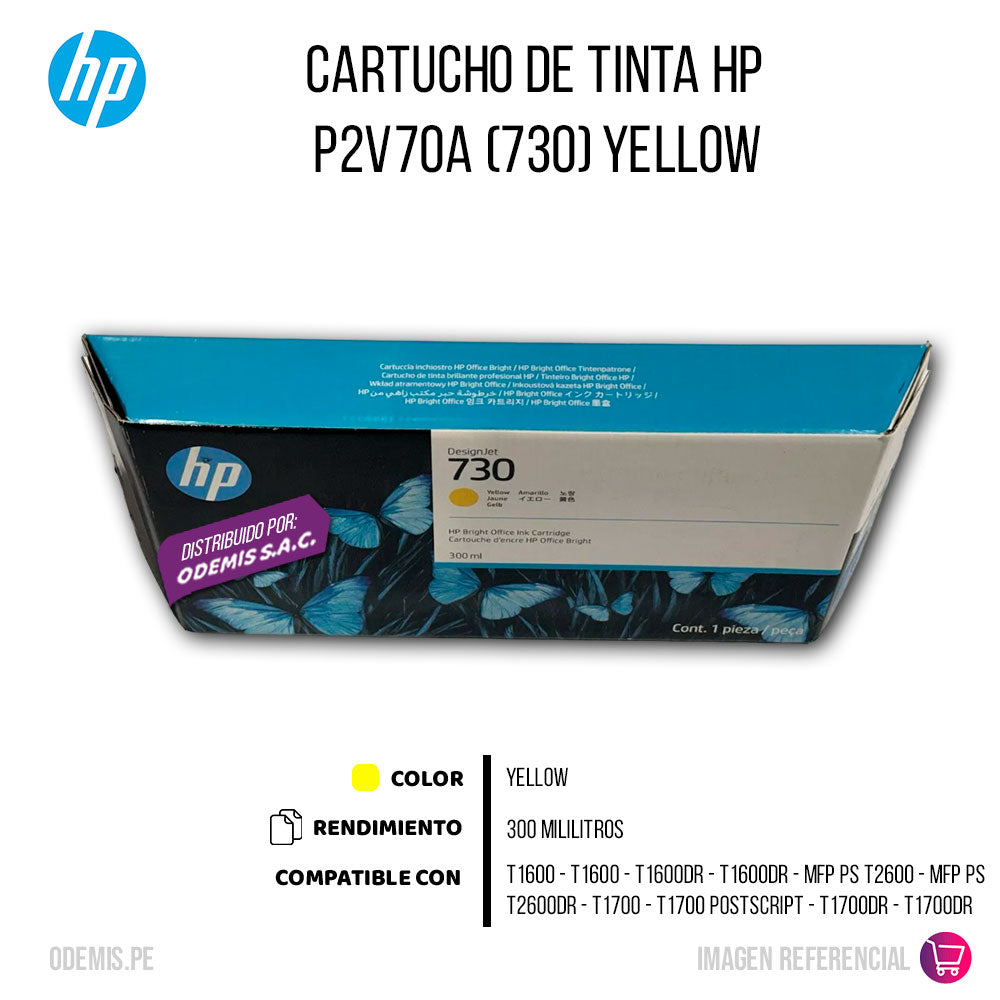 Tinta HP 730 Yellow P2V70A 300ml T1600, T1600Dr Original