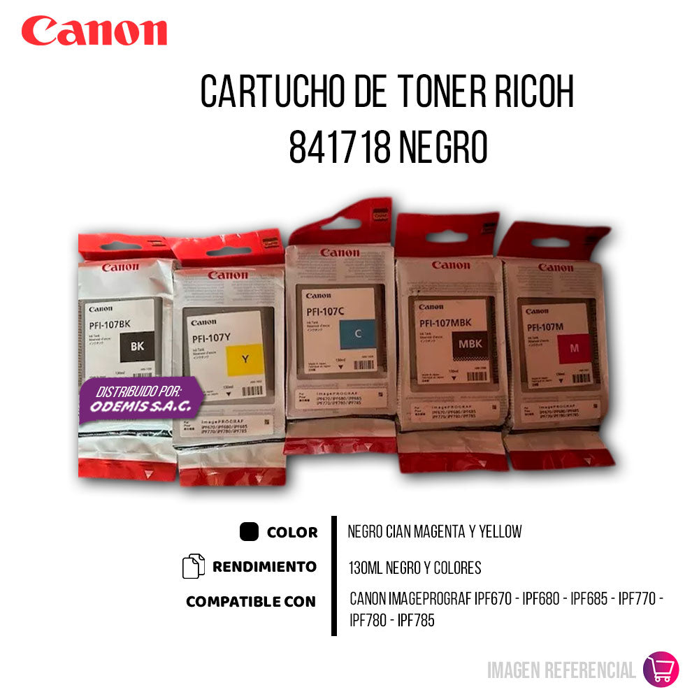 Kit de Tinta canon PFI-107 CYMK 130ml IPF770 Original