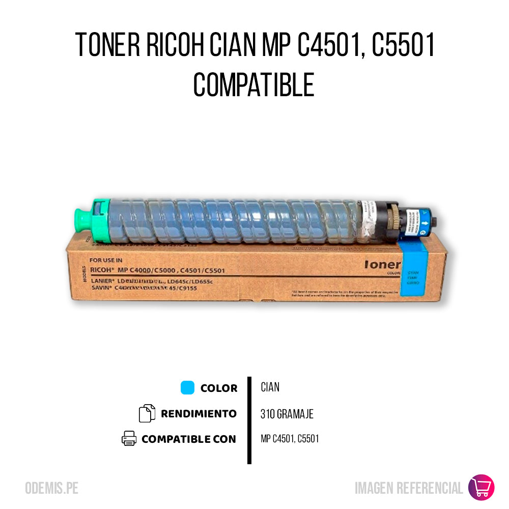 Toner Ricoh MP C4501, C5501 Negro 520g Compatible