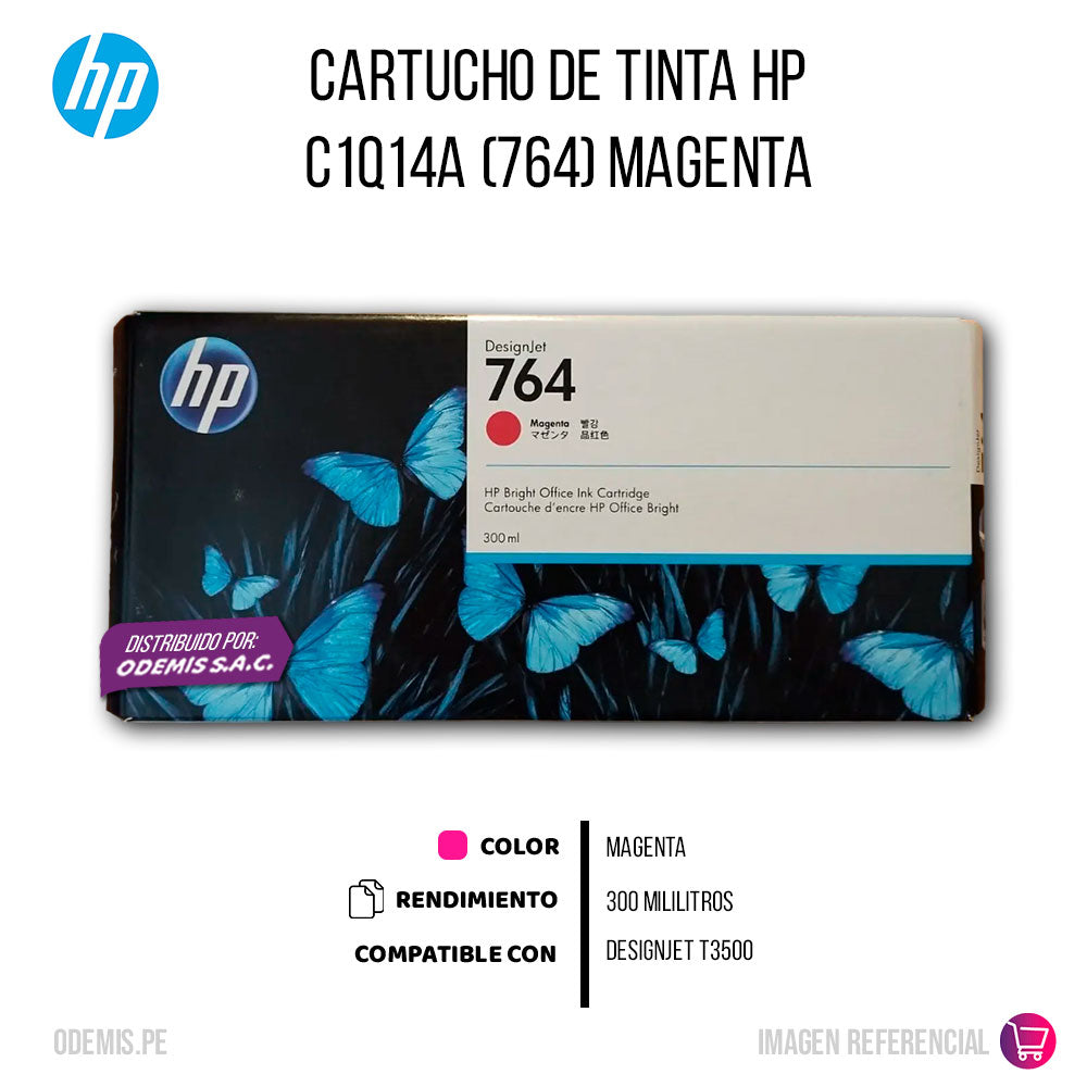 Tinta HP 764A Magenta C1Q14A 130ml T3500 Original