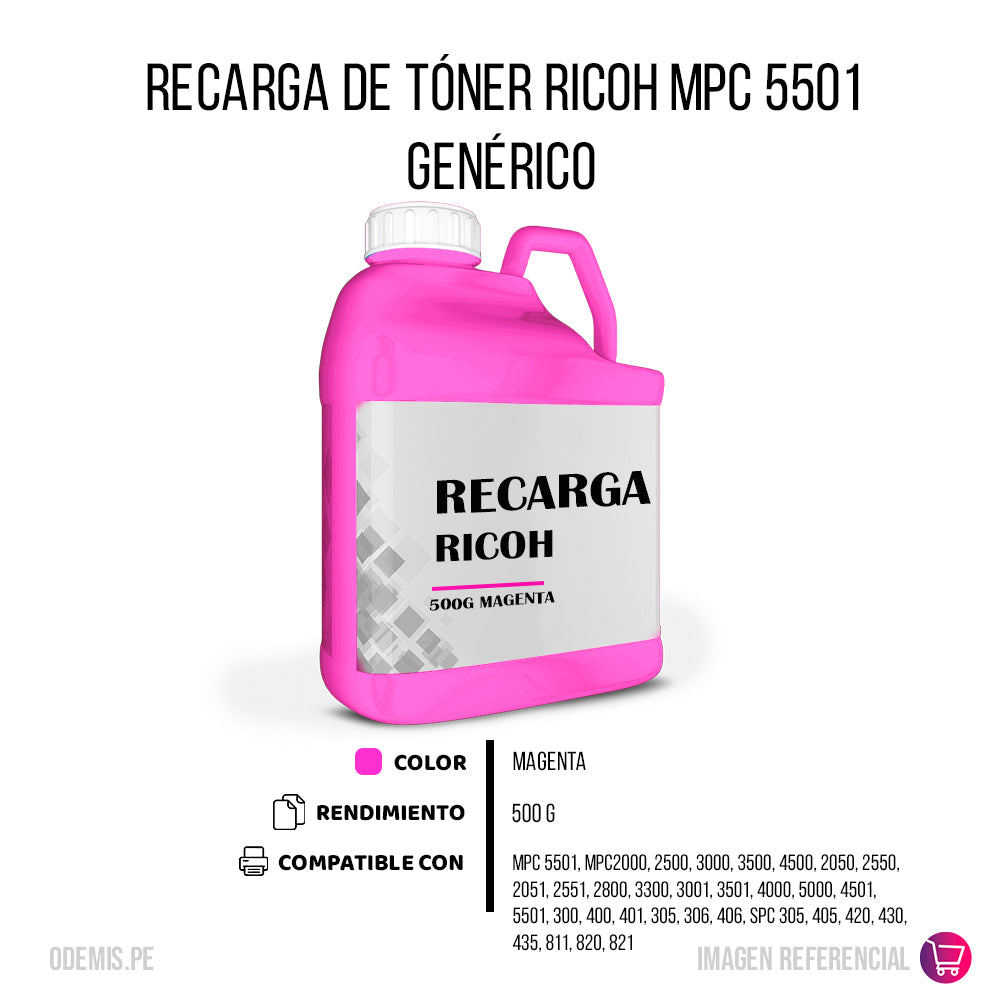 Recarga de Toner Ricoh MPC 5501 Magenta 500g Compatible