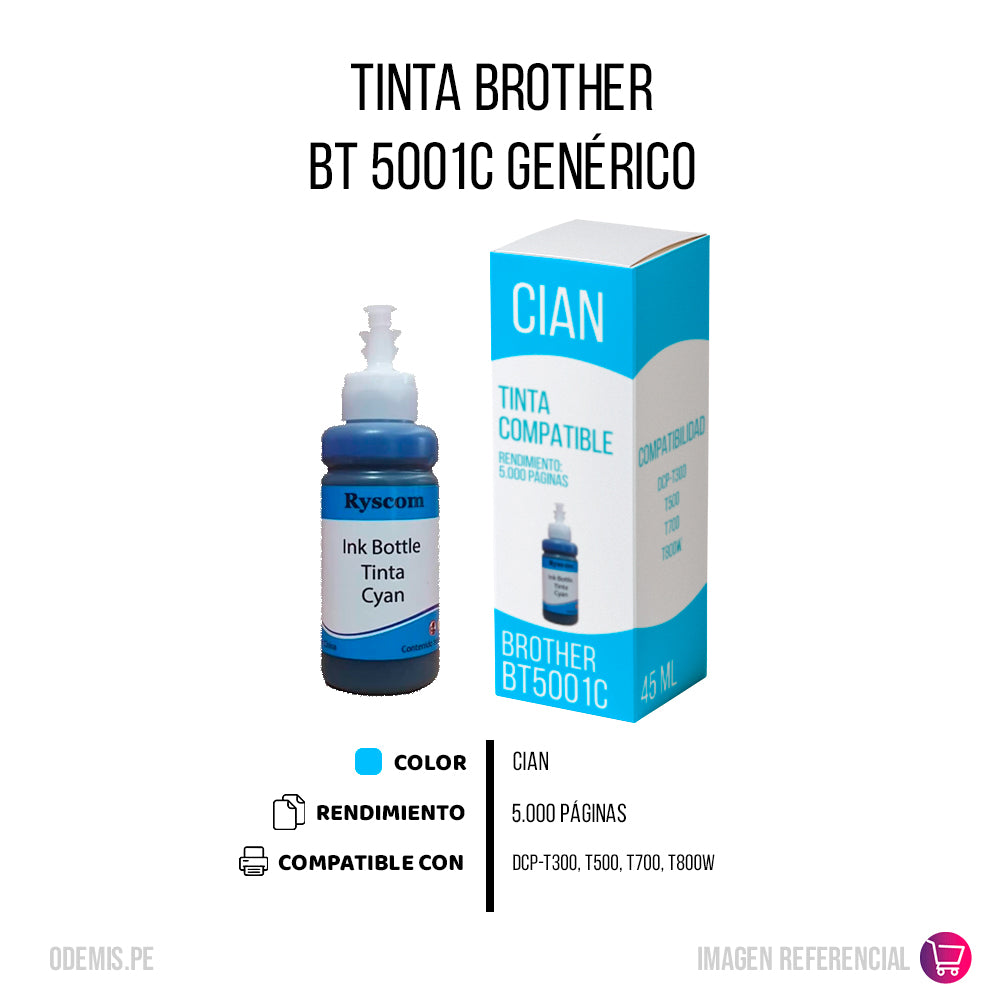 Tinta Brother BT 5001C Cian 5K Pág. DCP-T300 Compatible