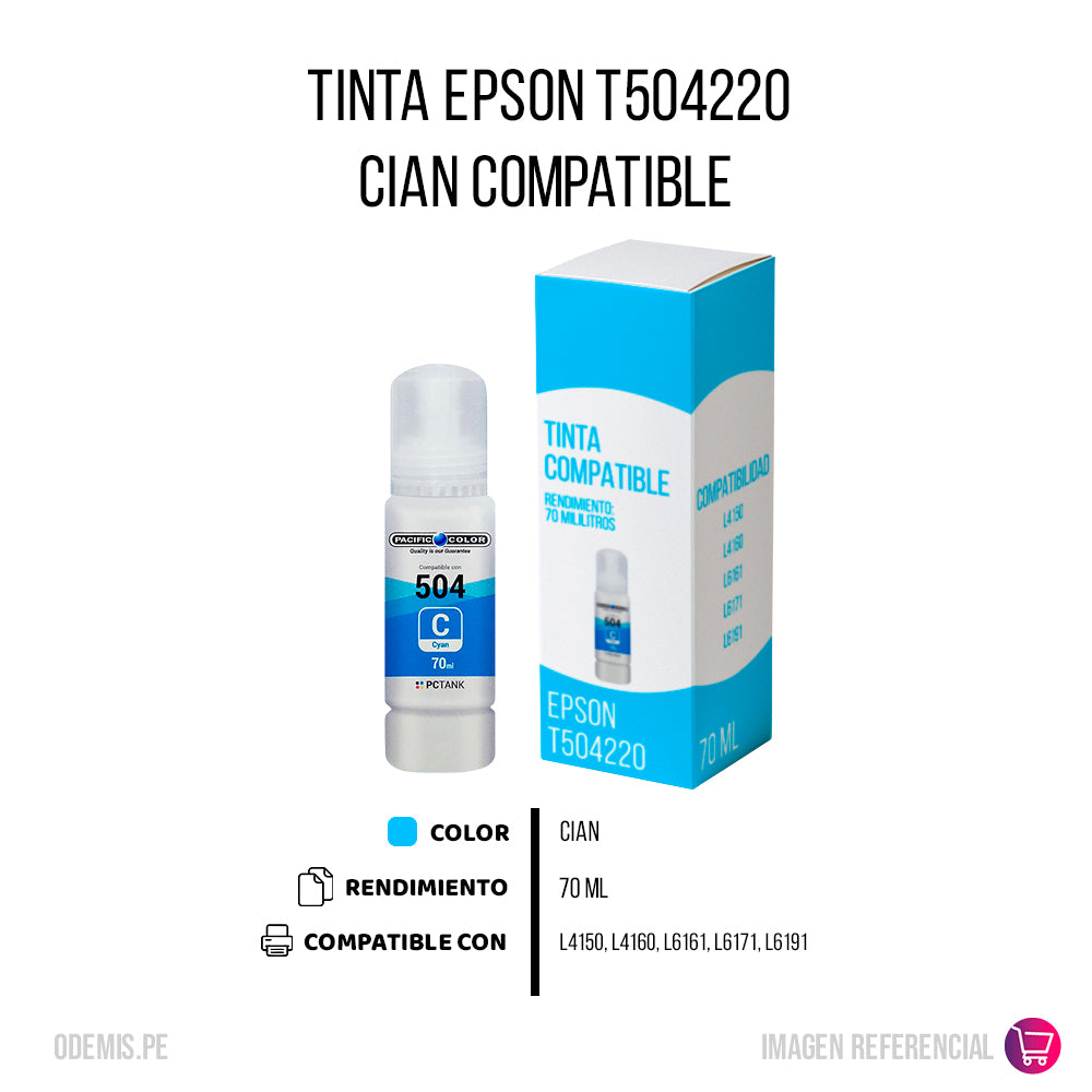 Tinta Epson T504220 Cian 70ml L4150, L4160 Compatible