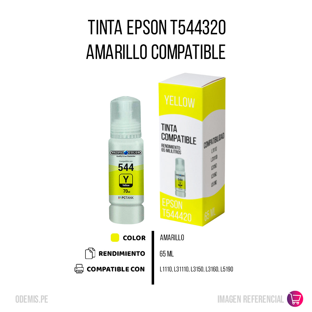 Tinta Epson T544420 Yellow 65ml L3250, L5290 Compatible