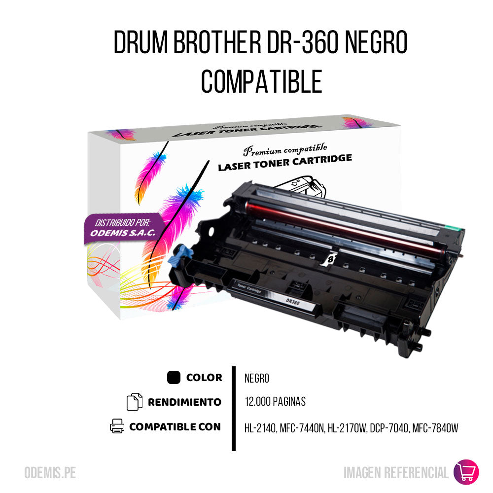 Drum Brother DR-360 Negro 12.000 Pág. HL2140 Compatible