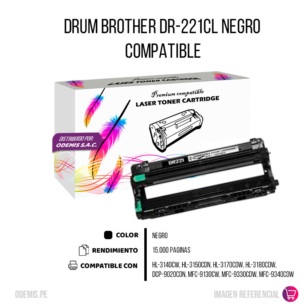 Drum Brother DR-221CL Negro 15.000 Pág. 9340CDW Compatible