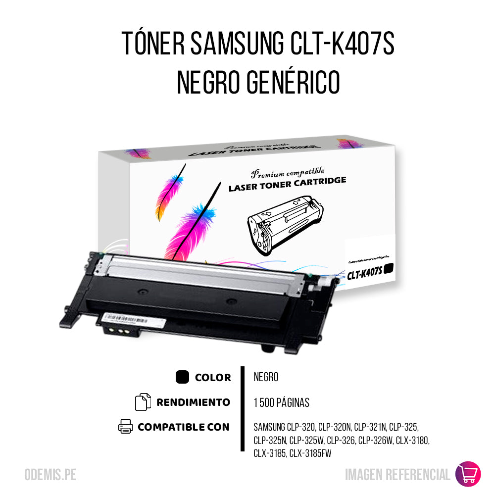 Toner Samsung CLT-K407S Negro 1500 Pág. CLP-320 Compatible