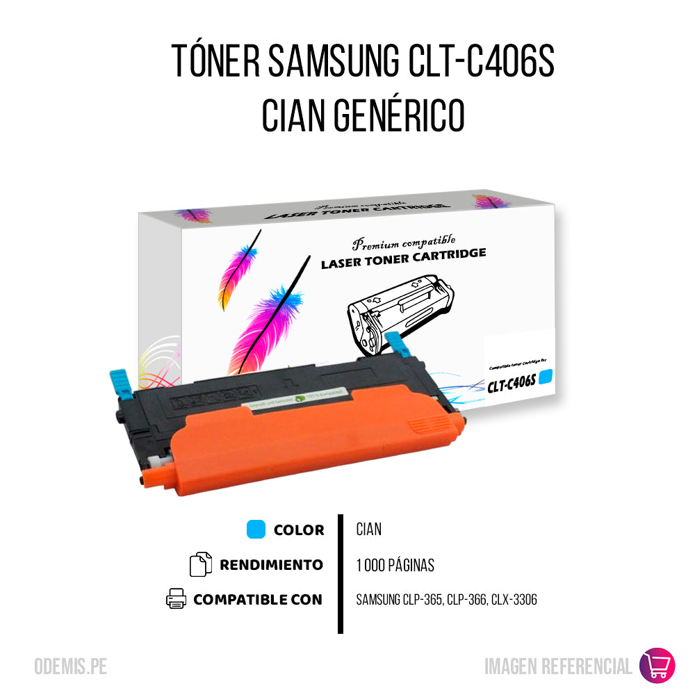 Toner Samsung CLT-C406S Cian 1000 Pág. CLP-360 Compatible