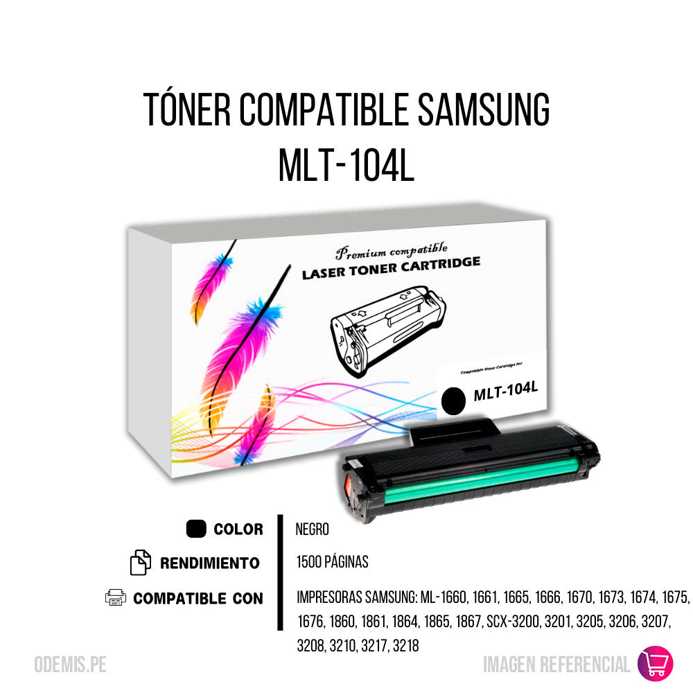 Toner Samsung MLT-104L Negro 1,500 Pág. ML-1660 Compatible