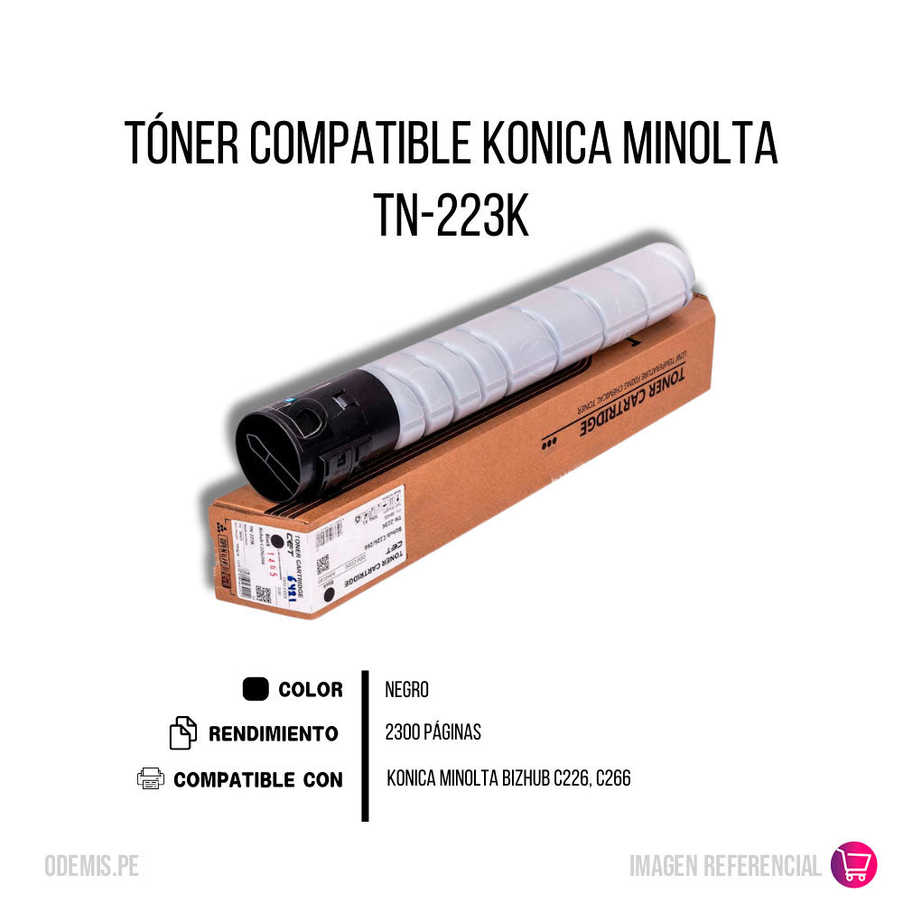 Toner Konica Minolta TN-223K Negro 2.3K C226 Compatible