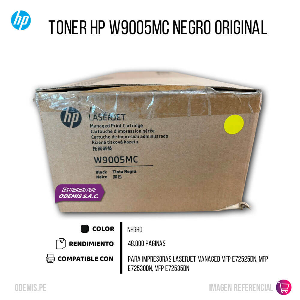 Toner HP W9005MC Negro E72525Dn, E72530Dn, E72535Dn 48,000 pag