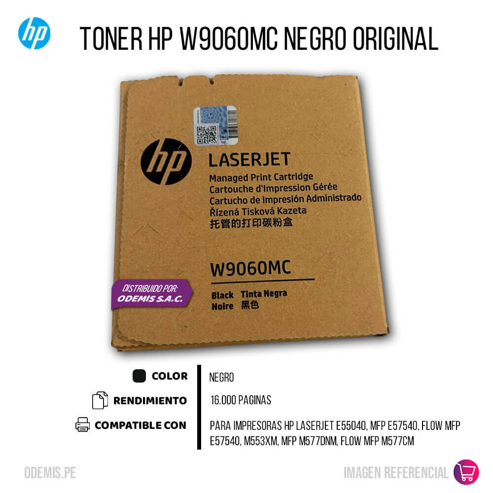 Toner HP W9060MC Negro E55040, Mfp E57540, M577Dnm 16,000 pag