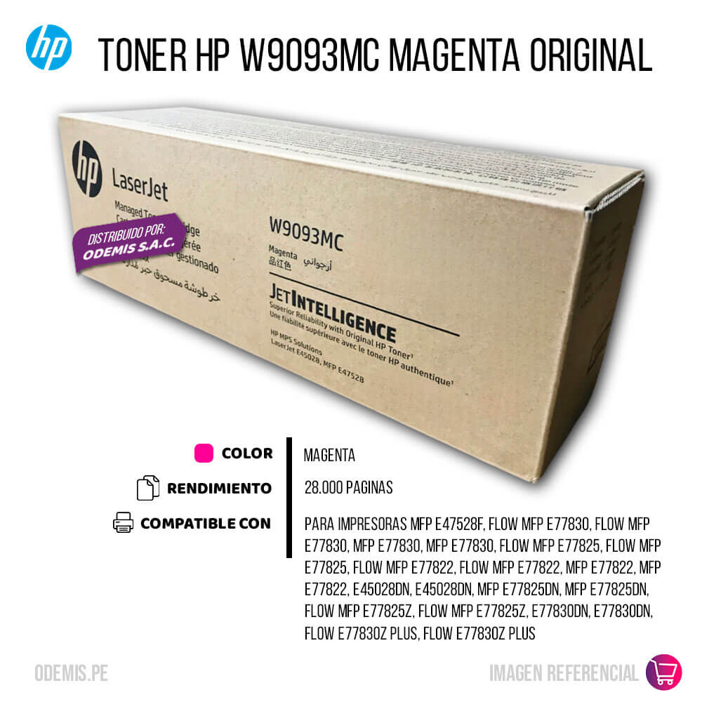 Toner Hp W9093MC Magenta E45028DN, E47528 28,000 pag, Original