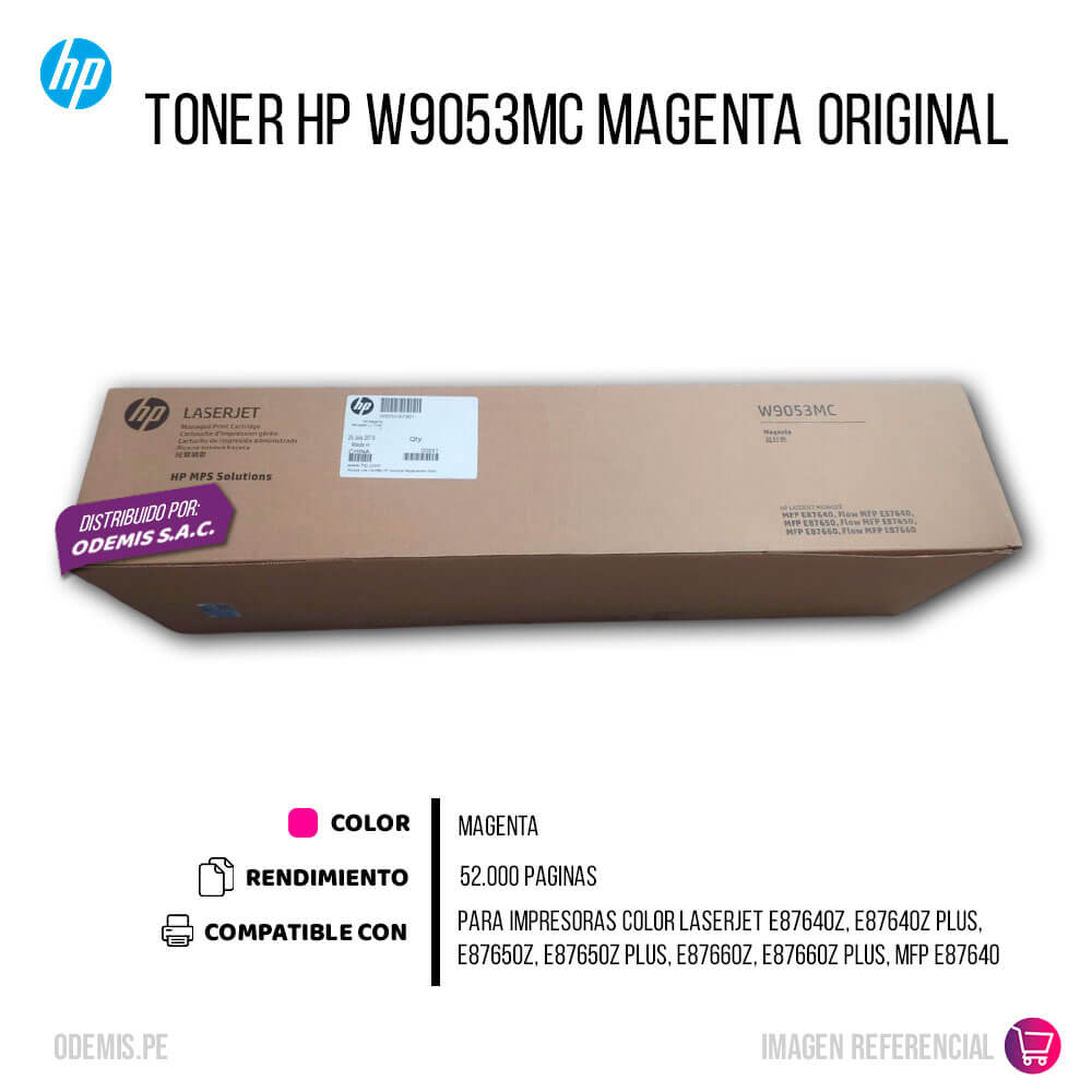Toner Hp W9053MC Magenta E87640Z, MFP E87650Z 52,000 pag Original