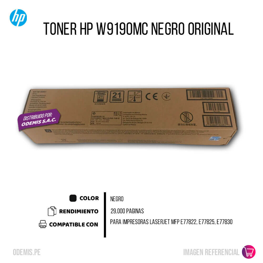 Toner Hp W9190MC Negro E77822, E77825, E77830 29,000 pag Original