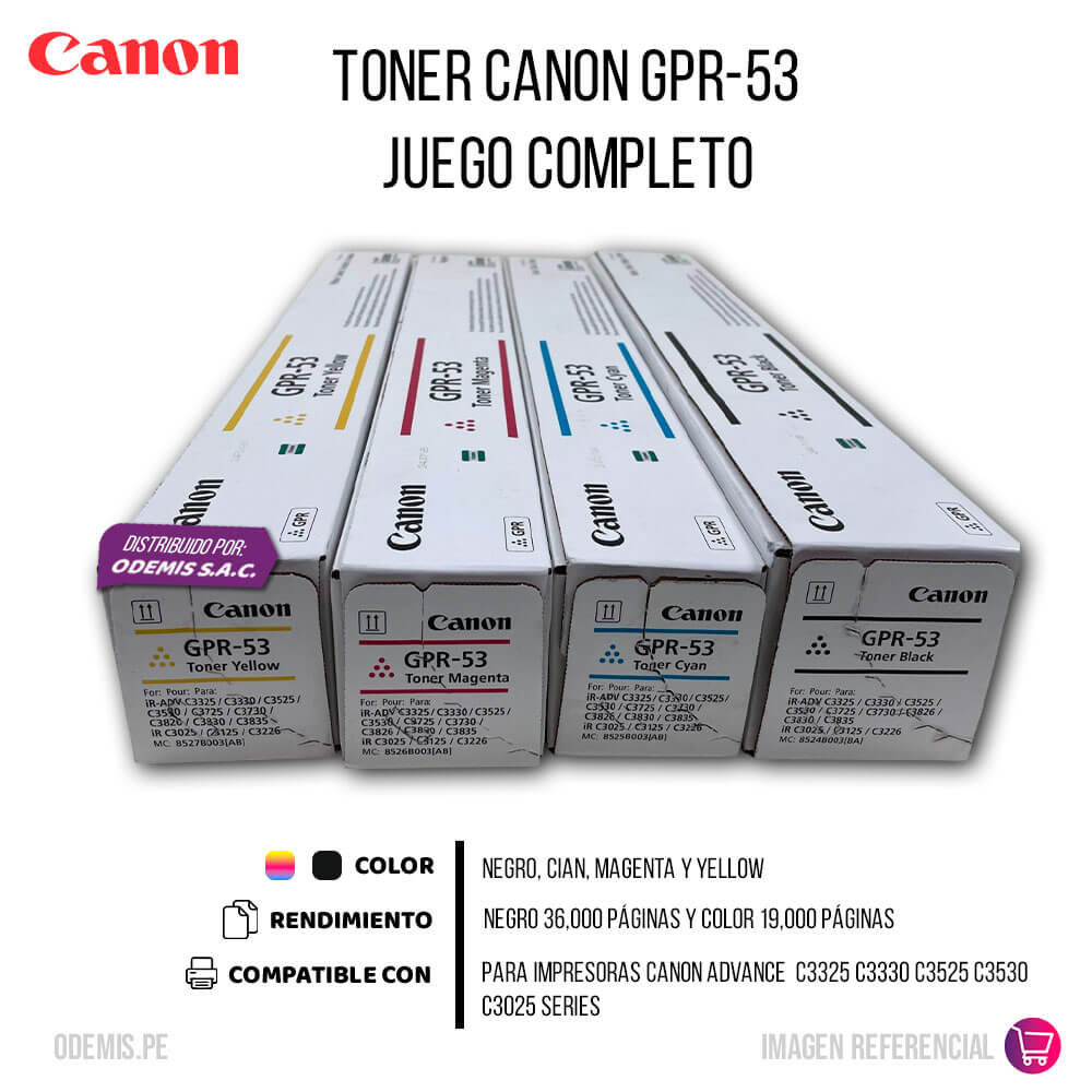 Toner Canon GPR 53 C3330i, C3325, C3330, C3530 Pack Completo