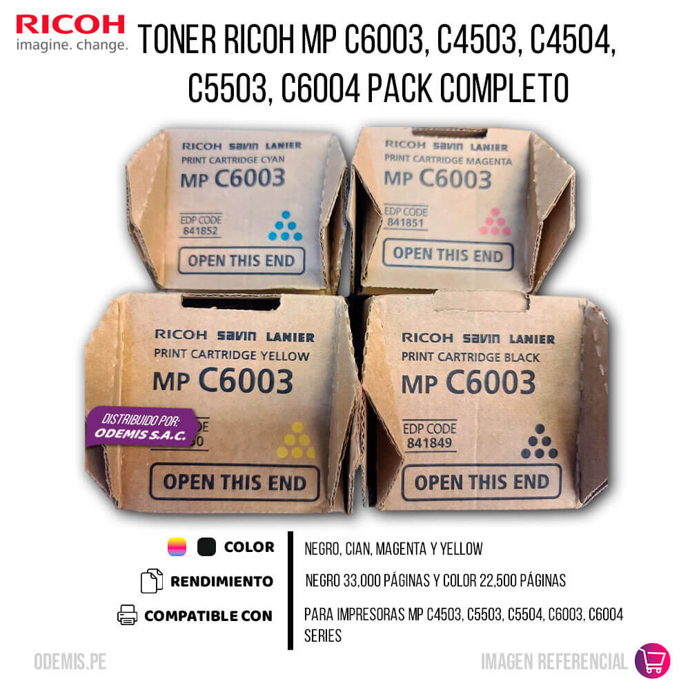 Toner Ricoh MP C6003, C4503, C4504, C5503, C6004 Pack Completo