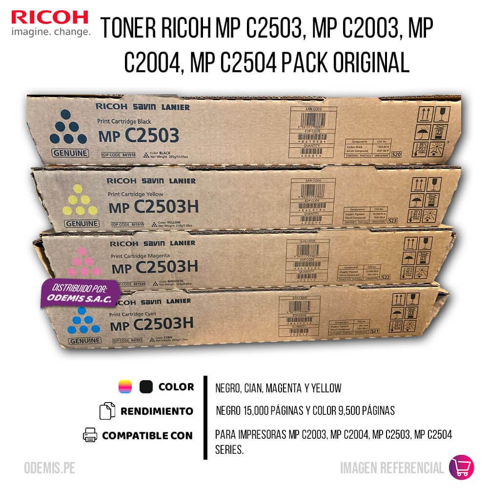 Toner Ricoh MP C2503, MP C2003, MP C2004, MP C2504 Pack Original