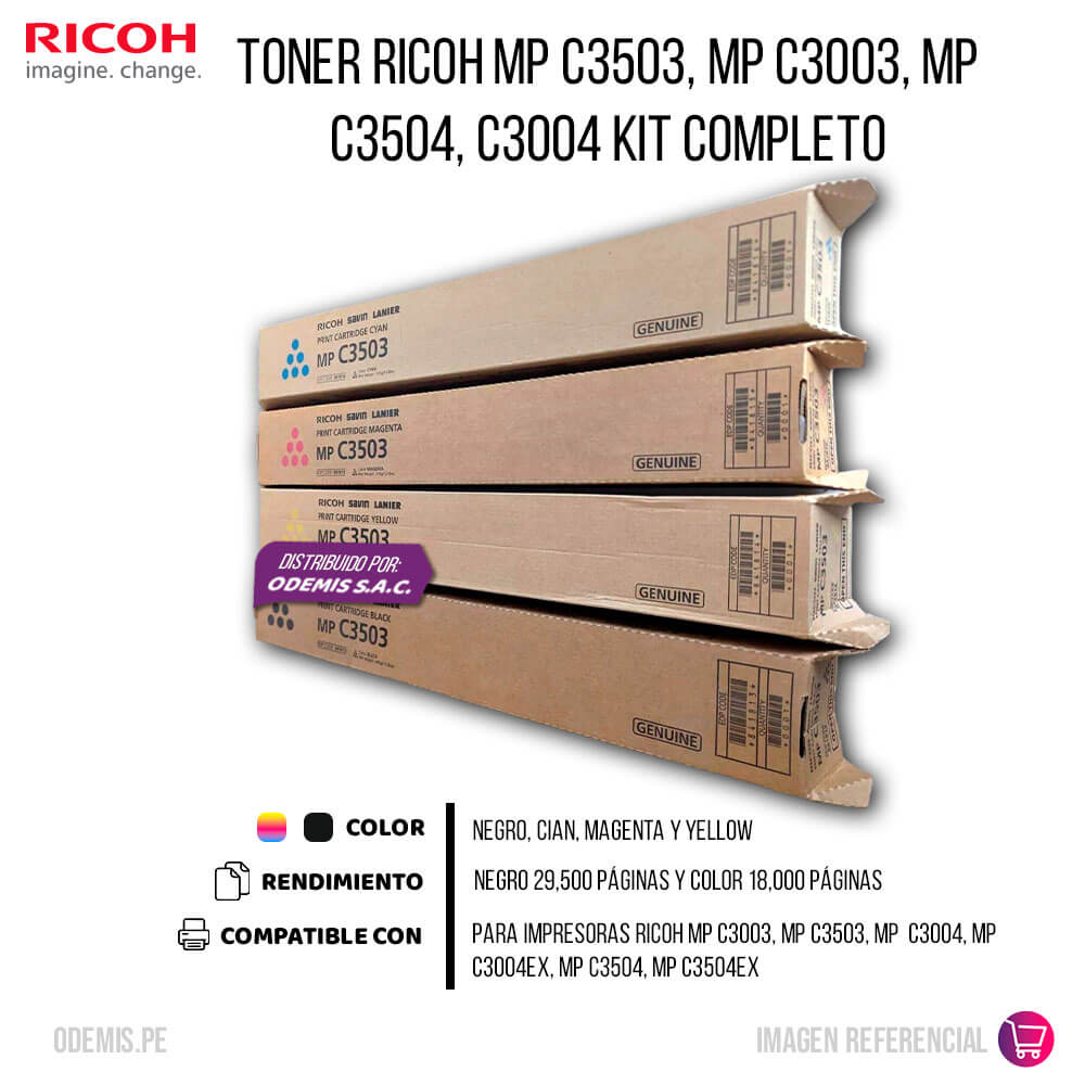 Toner Ricoh MP C3503, MP C3003, MP C3504, C3004 Kit Completo