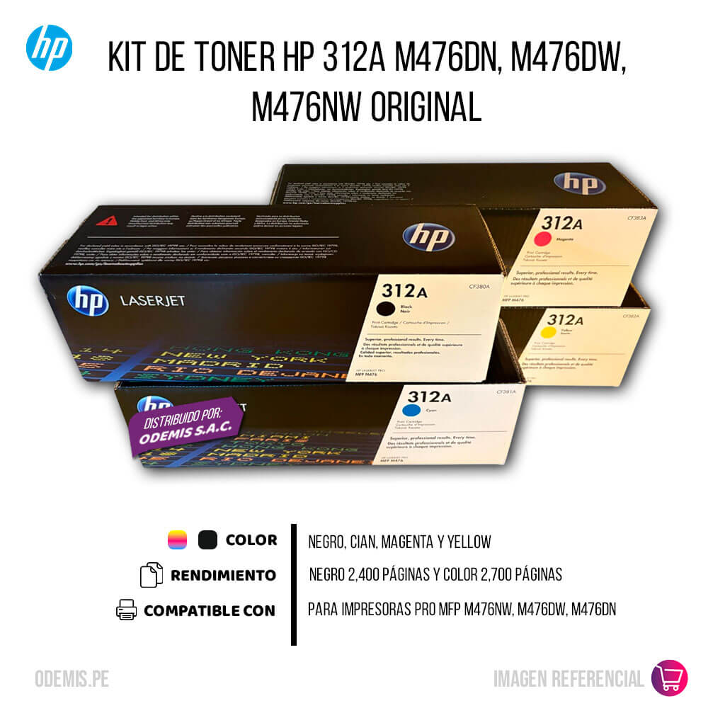 Kit de Toner Hp 312A M476dn, M476dw, M476nw Original