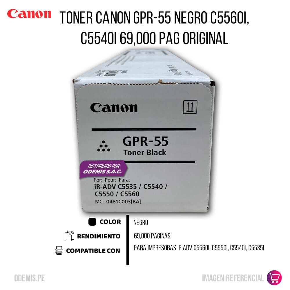 Toner Canon GPR-55 Negro C5560i, C5540i 69,000 Pag Original