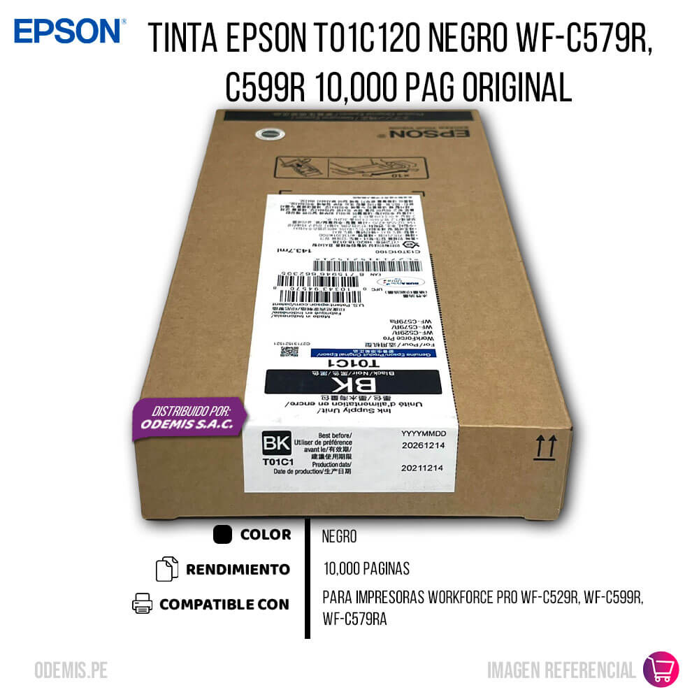 Tinta Epson T01C120 Negro WF-C579R, C599R 10,000 Pag Original