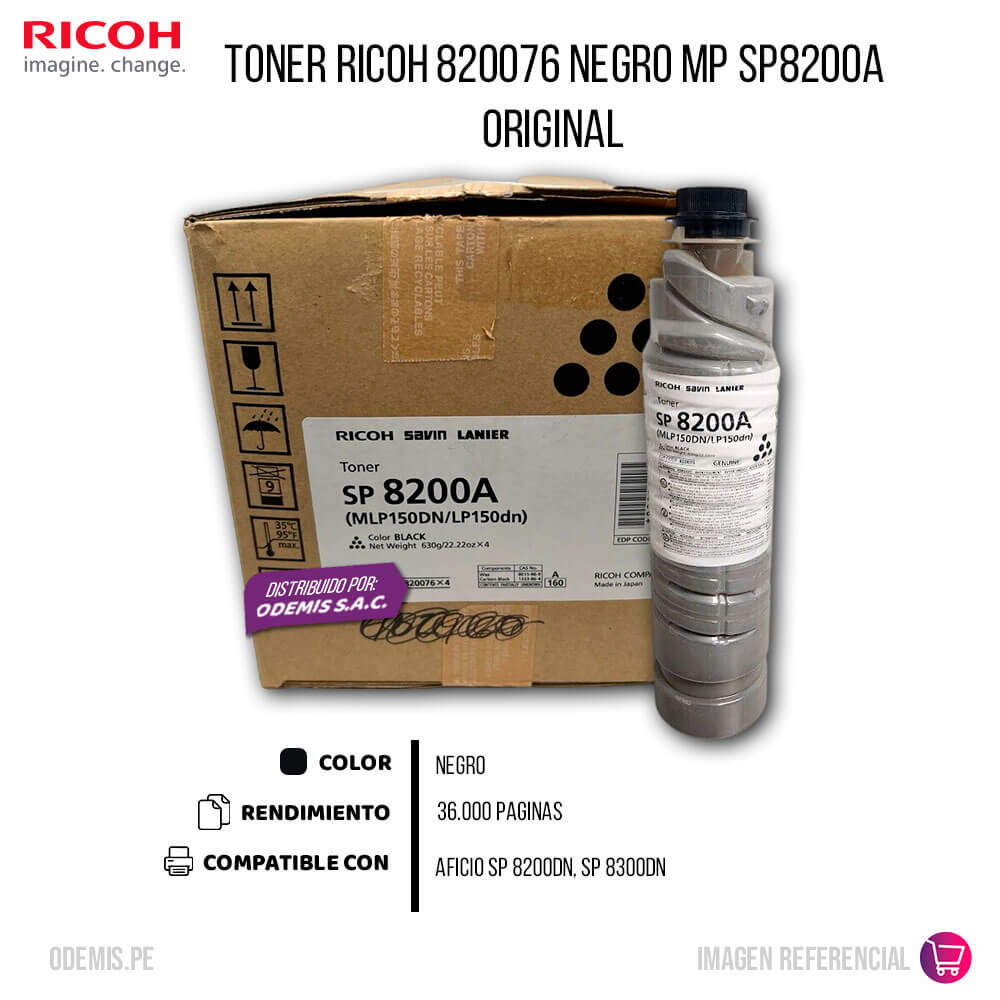 Toner Ricoh 820076 Negro Mp SP8200A 36,000 pag Original